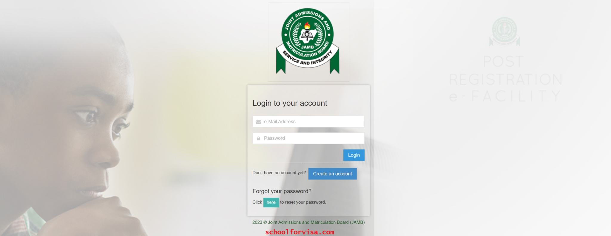 JAMB Efacility Portal Login www.jamb.gov.ng 2023/2024 Schoolforvisa